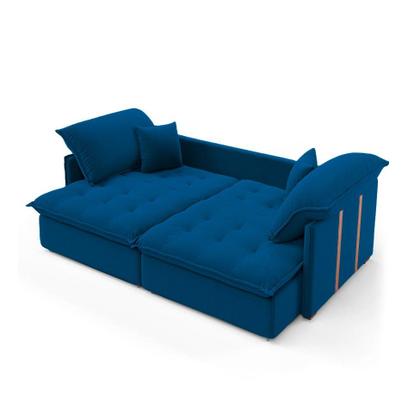 Imagem de Sofá Retrátil Sem Caixa 3 lugares Solomons Velosuede Azul Marinho 180 cm