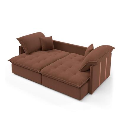 Imagem de Sofá Retrátil Sem Caixa 3 lugares Solomons Velosuede Marrom 180 cm
