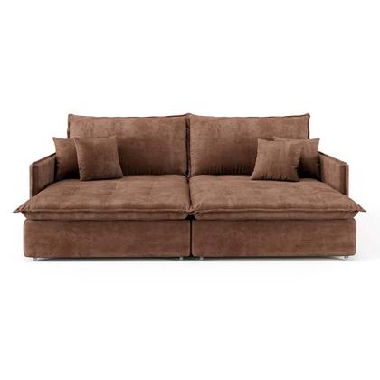Imagem de Sofá Retrátil Sem Caixa 3 Lugares Solomons Velosuede Marrom 230 cm