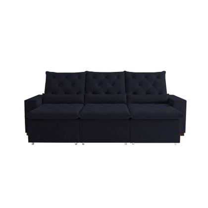 Imagem de Sofá Retrátil Ultra Design Black 230m Suede Luxuoso Reclinável e Estilo Sofisticado Milão Preto