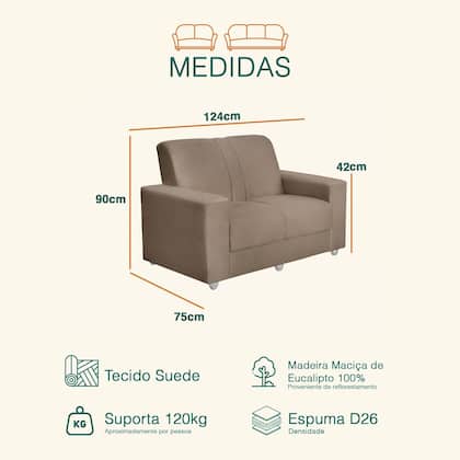 Imagem de Sofá Roma 2 lugares Suede - Sofá Casa