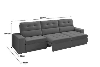 Imagem de Sofá Roma Premium 2,30m Assento Retrátil/Reclinável Suede Cinza XFlex Sofás