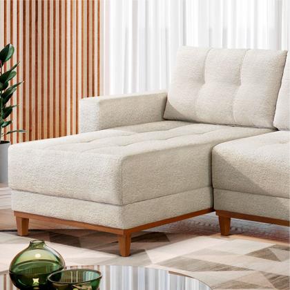 Imagem de Sofá Rondomóveis R815 Domi com Chaise em espuma D33 no assento 4 Lugares pés madeira maciça bege