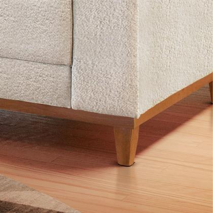 Imagem de Sofá Rondomóveis R815 Domi com Chaise em espuma D33 no assento 4 Lugares pés madeira maciça bege