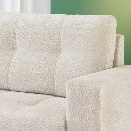 Imagem de Sofá Rondomóveis R815 Domi com Chaise em espuma D33 no assento 4 Lugares pés madeira maciça bege