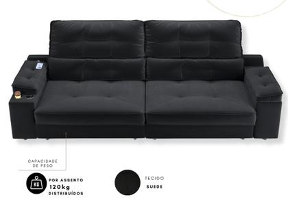 Imagem de Sofá Santiago 2,30m (L) com Carregador USB e Porta Copos Retrátil e Reclinável