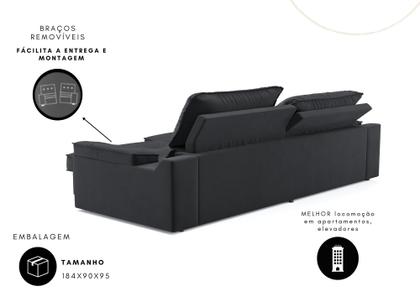 Imagem de Sofá Santiago 2,30m (L) com Carregador USB e Porta Copos Retrátil e Reclinável