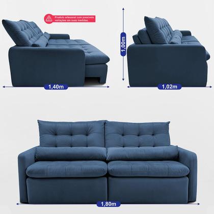 Imagem de Sofá Sem Caixa 1,80m SoftGel Celeste. Velusoft Cama inBox
