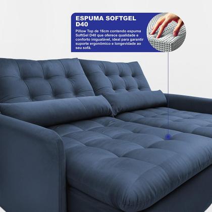 Imagem de Sofá Sem Caixa 1,80m SoftGel Celeste. Velusoft Cama inBox