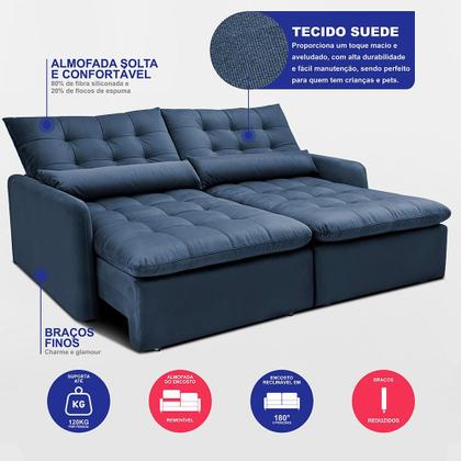 Imagem de Sofá Sem Caixa 1,80m SoftGel Celeste. Velusoft Cama inBox