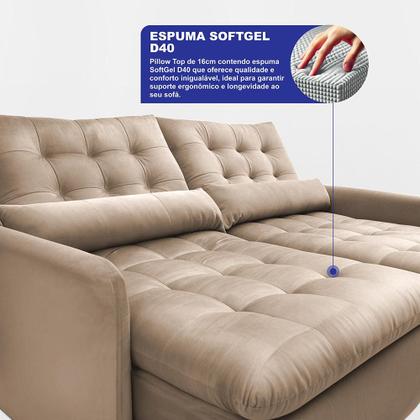 Imagem de Sofá Sem Caixa 1,80m SoftGel Celeste. Velusoft Cama inBox