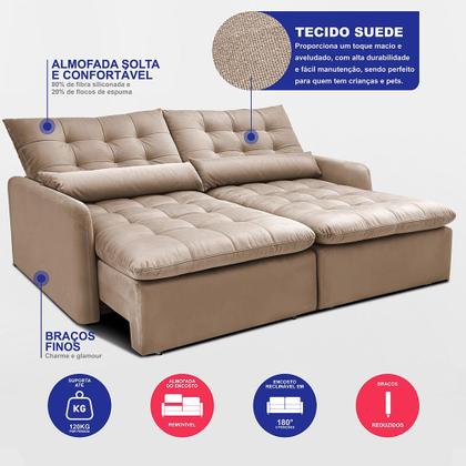Imagem de Sofá Sem Caixa 1,80m SoftGel Celeste. Velusoft Cama inBox