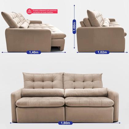 Imagem de Sofá Sem Caixa 1,80m SoftGel Celeste. Velusoft Cama inBox