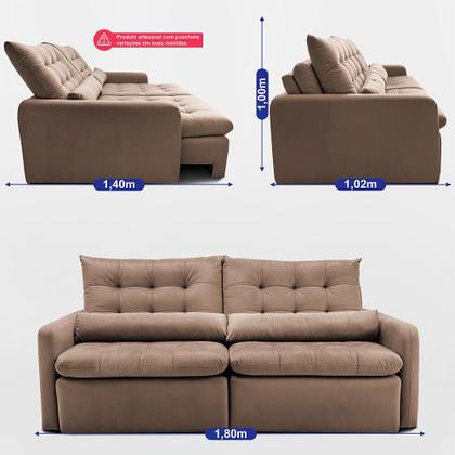 Imagem de Sofá Sem Caixa 1,80m SoftGel Celeste. Velusoft Cama inBox