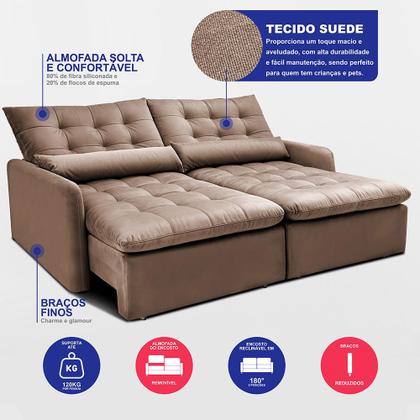 Imagem de Sofá Sem Caixa 1,80m SoftGel Celeste. Velusoft Cama inBox