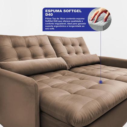 Imagem de Sofá Sem Caixa 1,80m SoftGel Celeste. Velusoft Cama inBox