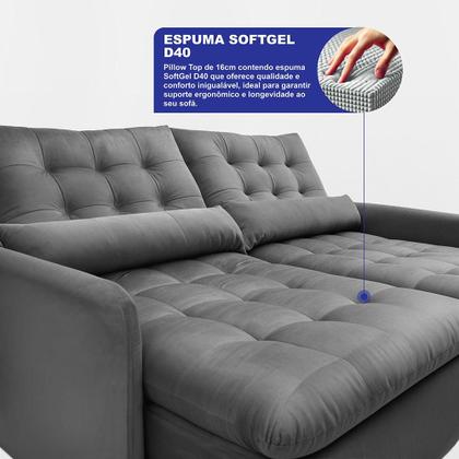 Imagem de Sofá Sem Caixa 1,80m SoftGel Celeste. Velusoft Cama inBox