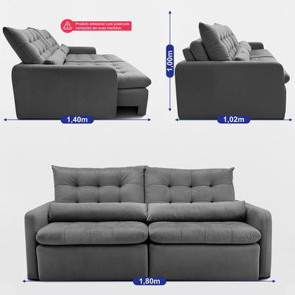 Imagem de Sofá Sem Caixa 1,80m SoftGel Celeste. Velusoft Cama inBox