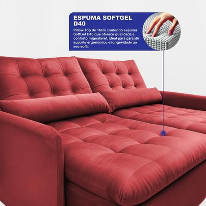 Imagem de Sofá Sem Caixa 1,80m SoftGel Celeste. Velusoft Cama inBox