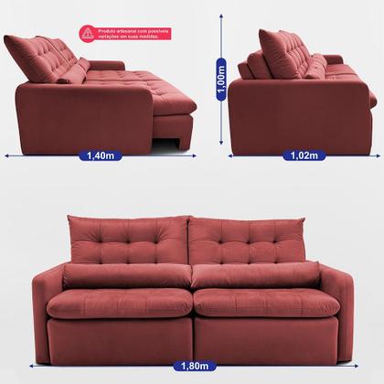 Imagem de Sofá Sem Caixa 1,80m SoftGel Celeste. Velusoft Cama inBox