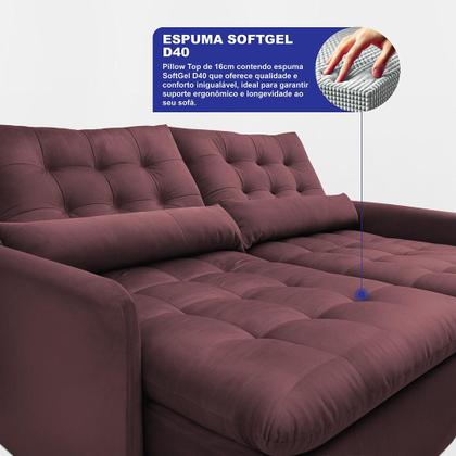 Imagem de Sofá Sem Caixa 1,80m SoftGel Celeste. Velusoft Cama inBox