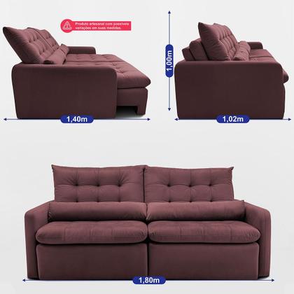 Imagem de Sofá Sem Caixa 1,80m SoftGel Celeste. Velusoft Cama inBox