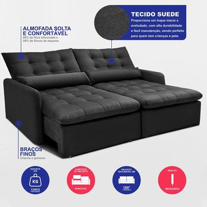 Imagem de Sofá Sem Caixa 1,80m SoftGel Celeste. Velusoft Cama inBox