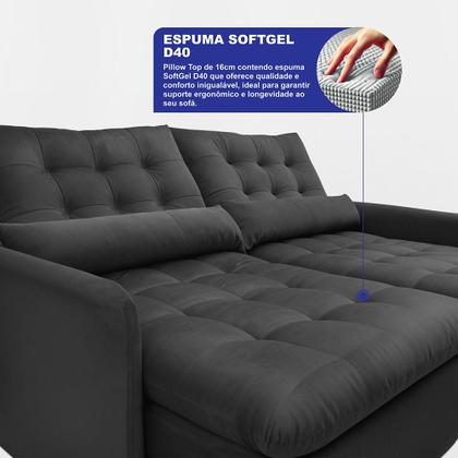 Imagem de Sofá Sem Caixa 1,80m SoftGel Celeste. Velusoft Cama inBox