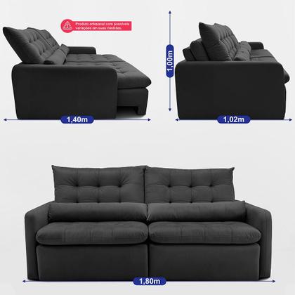 Imagem de Sofá Sem Caixa 1,80m SoftGel Celeste. Velusoft Cama inBox