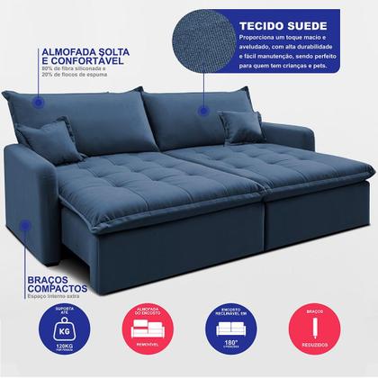 Imagem de Sofá Sem Caixa Retrátil 1,60m SoftGel Luna. Velusoft Cama inBox