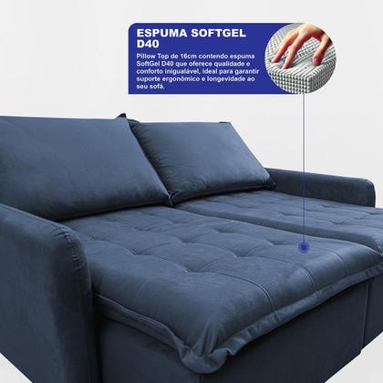 Imagem de Sofá Sem Caixa Retrátil 1,60m SoftGel Luna. Velusoft Cama inBox