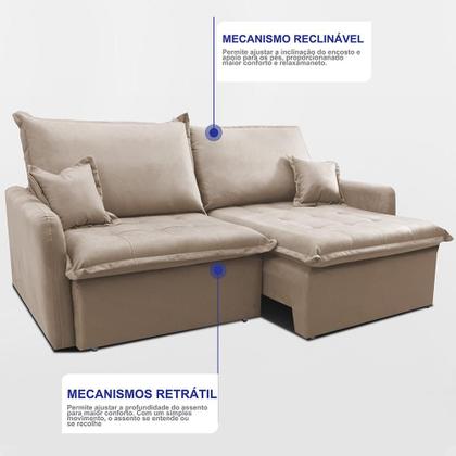 Imagem de Sofá Sem Caixa Retrátil 1,60m SoftGel Luna. Velusoft Cama inBox