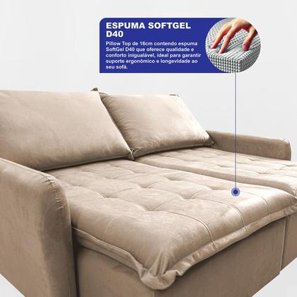 Imagem de Sofá Sem Caixa Retrátil 1,60m SoftGel Luna. Velusoft Cama inBox