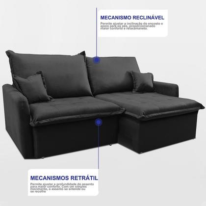 Imagem de Sofá Sem Caixa Retrátil 1,60m SoftGel Luna. Velusoft Cama inBox