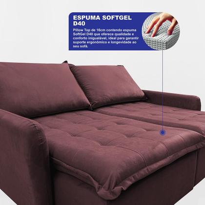 Imagem de Sofá Sem Caixa Retrátil 1,80m SoftGel Luna. Velusoft Cama inBox