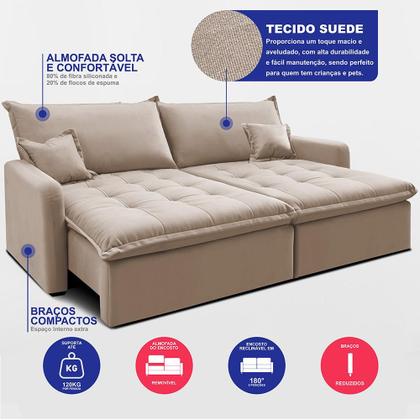 Imagem de Sofá Sem Caixa Retrátil 2,00m SoftGel Luna. Velusoft Cama inBox