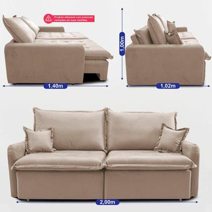 Imagem de Sofá Sem Caixa Retrátil 2,00m SoftGel Luna. Velusoft Cama inBox