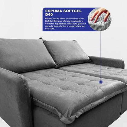 Imagem de Sofá Sem Caixa Retrátil 2,00m SoftGel Luna. Velusoft Cama inBox