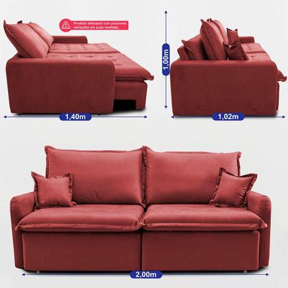 Imagem de Sofá Sem Caixa Retrátil 2,00m SoftGel Luna. Velusoft Cama inBox