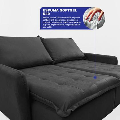 Imagem de Sofá Sem Caixa Retrátil 2,00m SoftGel Luna. Velusoft Cama inBox