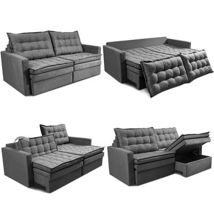 Imagem de Sofá Sem Caixa Retrátil Baú 1,60m Cama inBox Secret Suede Velusoft Cinza