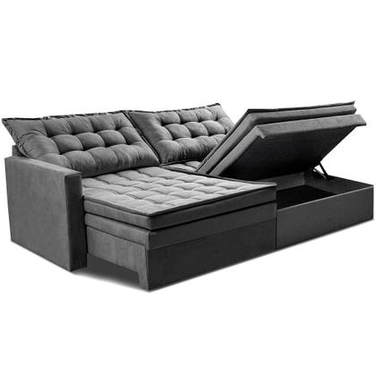 Imagem de Sofá Sem Caixa Retrátil Baú 1,60m Cama inBox Secret Suede Velusoft Cinza