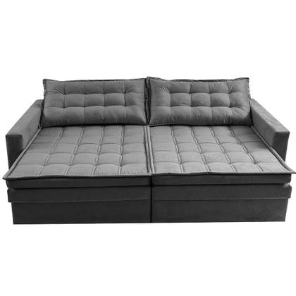 Imagem de Sofá Sem Caixa Retrátil Baú 1,80m Cama inBox Secret Suede Velusoft Cinza