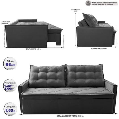 Sofá Sem Caixa Retrátil e Reclinável 1,65m Cama inBox Studio Suede Velusoft Cinza Imagem de Sofá Sem Caixa Retrátil e Reclinável 1,65m Cama inBox Studio Suede Velusoft Cinza