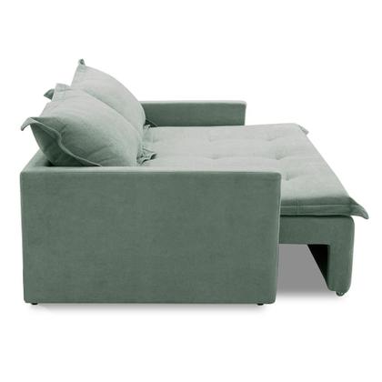 Imagem de Sofá Sem Caixa Retrátil e Reclinável 1,65m com Molas Bianca Boucle Menta Madelina Decor