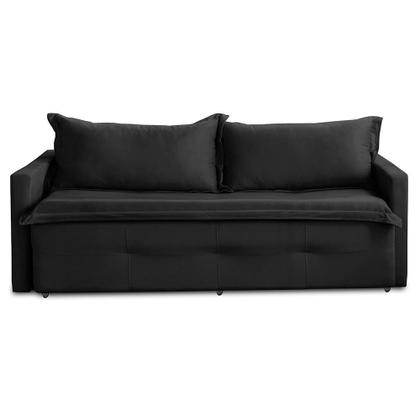 Imagem de Sofá Sem Caixa Retrátil e Reclinável 1,65m com Molas Bianca Suede Preto Madelina Decor