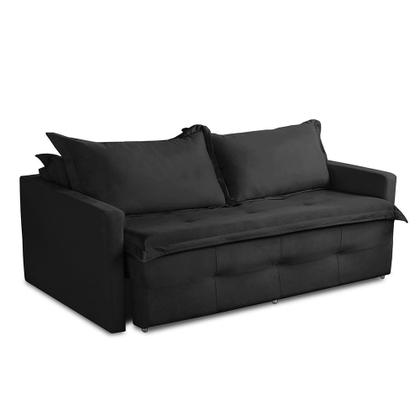 Imagem de Sofá Sem Caixa Retrátil e Reclinável 1,65m com Molas Bianca Suede Preto Madelina Decor