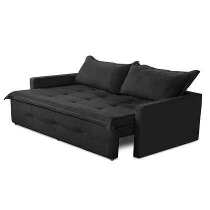 Imagem de Sofá Sem Caixa Retrátil e Reclinável 1,65m com Molas Bianca Suede Preto Madelina Decor