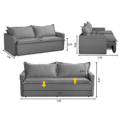 Sofá Sem Caixa Retrátil e Reclinável 1,65m com Molas Luzia Suede Cinza Madelina Decor Imagem de Sofá Sem Caixa Retrátil e Reclinável 1,65m com Molas Luzia Suede Cinza Madelina Decor