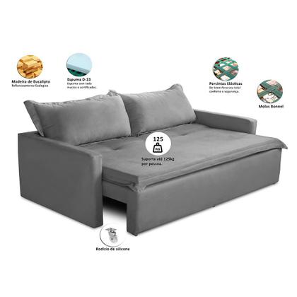 Sofá Sem Caixa Retrátil e Reclinável 1,65m com Molas Luzia Suede Cinza Madelina Decor Imagem de Sofá Sem Caixa Retrátil e Reclinável 1,65m com Molas Luzia Suede Cinza Madelina Decor